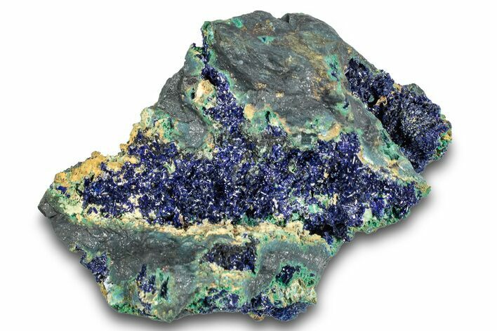 Sparkling Azurite and Malachite with Chalcopyrite - Morocco #274490